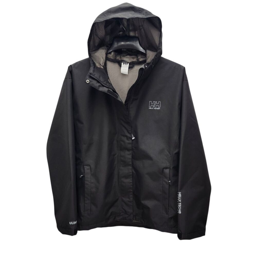 Helly Hansen Seven J Rain Jacket Womens XL Black Water/Wind Proof Urbanwear